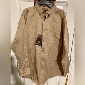 Ariat NWT Shirt Men Size XL Khaki Button Down Long Sleeve Classic Quality